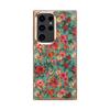 Funda para teléfono Samsung S25Ultra con borde electrochapado y estampado de flores, Funda protectora S24Plus de TPU suave con borde de corcho