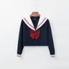Comercio exterior transfronterizo, conjunto de uniforme JK rojo con falda corta, de manga larga, estilo japonés, diseño básico clásico, adecuado para primavera y otoño