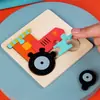 Hebilla geométrica tridimensional de madera rompecabezas para niños de 1 a 3 años bebé educación temprana rompecabezas de madera bloques de construcción juguetes educativos