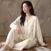 Venda Quente Outono Novo Estilo Cardigan Pijama para Mulheres Manga Longa Kimono Casual Confortável Toque de Luxo Conjunto para Casa Pode Ser Usado Fora