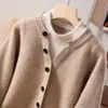 Suéter Tejido de Lana 100% para Niños Otoño Invierno Niños Niñas Cuello Redondo Pulóver Abrigo Cálido Color Sólido Botones Manga Larga