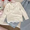 Camisa base de duas peças falsas para bebê menina para primavera e outono, camiseta de manga comprida com bolinhas estilo coreano, top fofo e doce para bebês