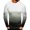 Camiseta Masculina Europeia e Americana Transfronteiriça Nova Cor Degradê Impressão Digital 3D Moda Versátil Manga Longa Gola Redonda Camiseta Masculina