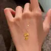 Colar Retro de Laço em Forma de Coração Dourado de Luxo Leve, Design Romântico de Luxo Leve, Corrente para Clavícula Estilo Simples e Elegante para o Dia a Dia