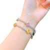 Pulsera de moda con forma de pera y diamantes rosas, pulsera de tesoro con circonitas amarillas, hemoglobina de paloma esmeralda y diamantes de alto carbono para mujer.