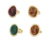 Joyería Transfronteriza Europea y Americana, Anillo Abierto Cuadrado de Piedra Preciosa Degradada Estilo Vintage, Anillo de Ojo de Gato con Diseño Ins