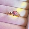 Anel feminino rosa com diamante e pérola, design de amor, luxo leve, moda, personalidade, requintado, versátil, senso de alta qualidade, anel de dedo aberto