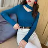 Top Base Camada Vermelho Ano Novo Feminino Outono Inverno Roupa Íntima Revelação Sutil da Clavícula Novo Top Estiloso Suéter Gola Meia-Alta