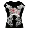 Camiseta de moda de verano para mujer, estilo americano retro, ajuste ceñido, manga corta, con estampado INS, venta al por mayor, entallada en la cintura, moda de verano para chicas populares transfronterizas