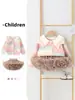 Conjunto de suéter para niña 2026 otoño gradiente colorido suéter de punto chaqueta linda falda tutú conjunto dulce de dos piezas