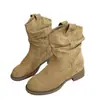 Botas ankle boot Birkenstock estilo retrô, que aumentam a altura, para mulheres, nova coleção outono 2026, botas de cano médio estilo jeans, botas estilo western Martin
