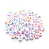 100/pacote acrílico oblato símbolo de cor contas soltas cor de fundo preto símbolo de cor contas soltas material para pulseira diy