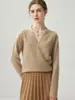 Suéter de Punto de Cachemira a Rayas y Bloques de Color con Cuello en V para Mujer, Otoño/Invierno, Elegante y con Estilo, Suéter Básico