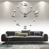 Pájaro hojas reloj de pared extragrande sala de estar silencioso arte DIY reloj moderno creativo reloj romano