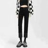 Pantalones de Tubo de Humo Rizado para Mujer Primavera/Verano 2024 Delgados de Cintura Alta Adelgazantes Rectos Pequeños Negros Cropped Pantalones Tipo Palillo Francés
