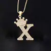 Colar com Letra Colar com Coroa Feminino Pingente de Letra Banhado a Ouro com Corrente Joias de Letra Joias da Moda Atacado