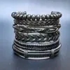 Joyería Europea y Americana de Nuevo Estilo Conjunto Combinado Trenzado Retro Pulsera de Cuero Accesorios de Cuero Simples Multicapa para Hombre