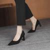 Etiqueta Sapatos de salto alto femininos camurça sola macia pés longos não cansados voo ocupação vestido viajante profissional preto sapatos de trabalho sapatos de camada única