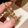 Pulsera Corazón de Zirconia de Colores Electrochapada en Oro Real de 14K, Pulsera de Lujo Ligero de Gama Alta, Joyería Nicho Súper Brillante Estilo Coreano para Mujeres
