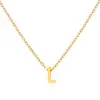 Venta Caliente Transfronteriza Europea y Americana Oro 18K PVD Recubierto al Vacío No se Desvanece Acero de Titanio Minimalista Superficie Lisa Cadena para Clavícula con Alfabeto de 26 Letras