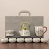 Juego de Té Kung Fu de Cerámica Fuzhu Ru, Caja de Regalo para Ancianos y Amigos, Tetera Xishi de Cerámica de Alta Gama y Tazas de Té