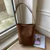 Bolso Cubo de Verano Nuevo Retro de Color Sólido de Gran Capacidad para Mujer, Bolso de Hombro Versátil Simple y de Moda