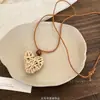Nuevo Collar Colgante Largo Corazón Color Café Estilo Chino Cadena de Suéter Estilo Antiguo Zen Retro Cordón Accesorios Decorativos para el Cuello