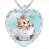 Venta caliente de Temu Serie de cristal Corazón de cristal Lindo rayado Taza Colgante de gato Entrega de una pieza de Temu