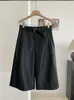 Pantalones casuales KEKEZOON de estilo coreano, tiro alto, largo tres cuartos, pierna ancha, corte holgado, adelgazantes, pierna recta, de cuero PU para otoño, 9093