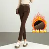 8112 pana de terciopelo para invierno pantalones mom de pana pantalones casuales elásticos para mujeres de mediana edad y mayores con forro polar engrosado