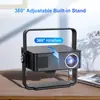 Proyector Portátil para el Hogar de Proyecto en el Extranjero, Ajustable 360 Grados, Pequeño para Dormitorio, Proyector 4K de Ultra Alta Definición
