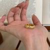 Anillo, pendientes y collar con trébol de cuatro hojas hueco, estilo buchi retro francés, dorado cepillado, joyería antigua de alta calidad.