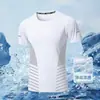 Camiseta de Verano de Seda de Hielo para Hombre Camiseta Holgada de Manga Corta con Cuello Redondo para Hombre Talla Grande Sencilla Versátil de Secado Rápido