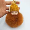Llavero de Muñeca Durmiente Linda de Imitación de Piel de Conejo Rex Hecha por el Fabricante Colgante de Bola de Pelo para Bolso de Bebé Niña Durmiente Linda Regalo