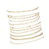 Conjunto de tres piezas de cadena de serpiente plana retorcida de estilo bohemio transfronterizo europeo y americano para mujer, traje playero multicapa de verano