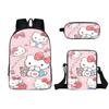 Mochila escolar infantil Hellokitty nueva transfronteriza, estuche de papelería para primaria de tres piezas, mochila linda para niña