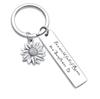 Llavero de acero inoxidable con letras de venta caliente europeo y americano, llavero de girasol inspirador de acero de titanio, joyería de amistad, joyería inspiradora