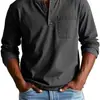Camiseta Masculina de Manga Longa com Gola Redonda para Outono e Inverno - Pulôver Respirável Slim Casual Camiseta Básica de Manga Longa - Top