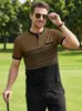 Camisa Polo a Rayas Bloque de Color de Verano para Hombre Amazon Estilo de Negocios Europeo y Americano Cuello Henley Casual Transpirable Manga Corta