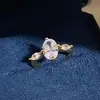 ¡Elegante y exquisito! Anillo abierto ovalado de circonita, anillo para el dedo índice estilo ins coreano, joyería de diseño de moda de lujo ligero