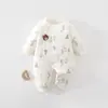 Macacão para recém-nascido para outono e inverno, macacão de bebê 100% algodão, acolchoado de 40g, roupa sem costura, macacão de bebê para primavera e outono
