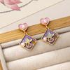 Pendientes Estilo Vintage Lavanda Jardín de Monet Perno de Perla Pintura al Óleo Retro para Mujer 2026 Nuevos Pendientes Exquisitos