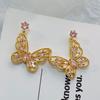 Aretes Franceses de Mariposa de Encaje Diseño de Nicho Aretes Huecos Aretes de Lujo Ligero para Mujer Aretes de Celebridad de Internet