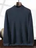 Suéter de cachemira 100% para otoño e invierno, cuello alto medio, color liso, camisa interior de talla grande, para hombre