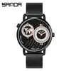 Reloj Transfronterizo Sanda para Hombre de Negocios Doble Movimiento Reloj de Cuarzo Diseño Creativo Reloj Impermeable a la Tierra Venta Directa de Fábrica