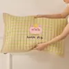 Funda de almohada de algodón puro, Par de algodón, Funda de almohada de gasa de dibujos animados, Antideslizante, Anticaída, Funda de almohada para el hogar, Paquete individual