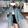 Camisa Feminina Novo Verão Hong Kong estilo Sereia Top Loose bf Protetor Solar de manga comprida