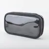 Bolsa transparente de PVC para pincéis de maquiagem, bolsa de armazenamento portátil de mão, bolsa de maquiagem com zíper à prova d'água, bolsa de beleza para blush