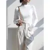 Camiseta Básica Lisa de Manga Larga Ajustada DeRong para Mujer, Nueva Versátil Top con Cuello Alto para Mujer Otoño/Invierno 2026