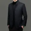 Nuevo Abrigo de Lana para Hombre Otoño/Invierno 2026, Parka Casual de Negocios con Cuello Alto, Ropa para Hombre, Chaqueta de Lana Acolchada de Algodón y Engrosada